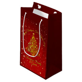 Sacola Para Presentes Pequena Feliz Natal 20XX Estrelas de Árvore Vermelha Doura