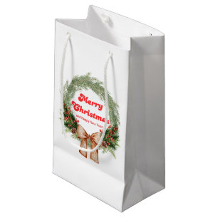 Sacola Para Presentes Pequena feliz natal, água de férias, chic