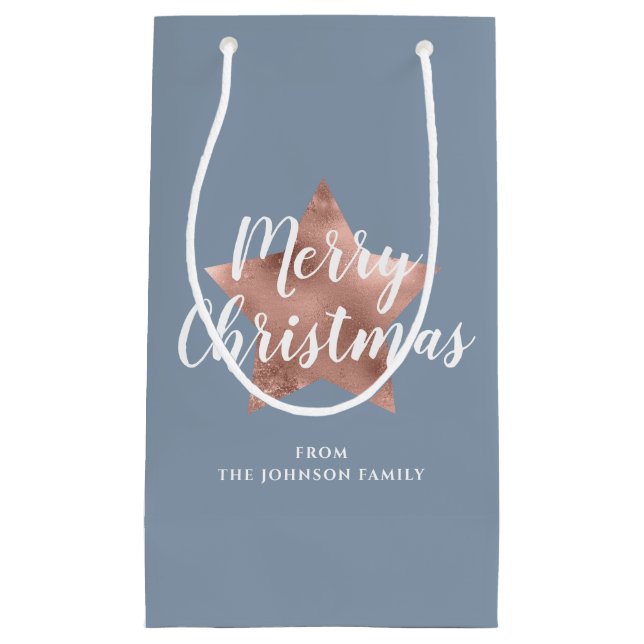 Sacola Para Presentes Pequena Feliz Natal da Estrela Azul (Frente)