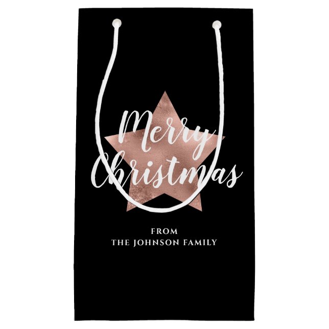 Sacola Para Presentes Pequena Feliz Natal da Estrela Negra (Frente)