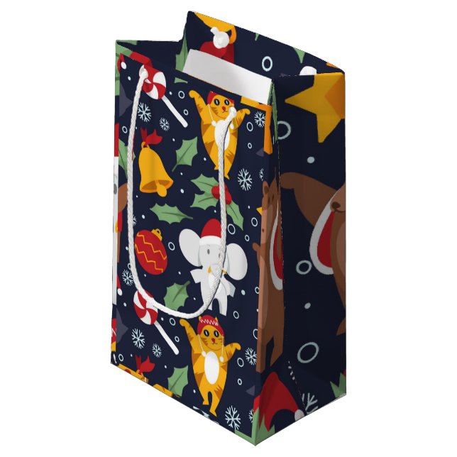 Sacola Para Presentes Pequena Feliz Natal divertido (Frente inclinada)