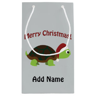 Sacola Para Presentes Pequena Feliz Natal! Papai noel Turtle