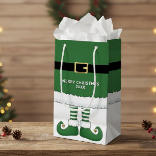 Sacola Para Presentes Pequena Feliz Natal Papais noeis Elf Holiday Green