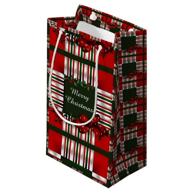 Sacola Para Presentes Pequena Feliz Natal Personalizado (Frente inclinada)