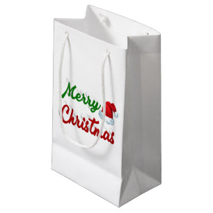 Sacola Para Presentes Pequena Feliz Natal Santa Hat - roteiro vermelho