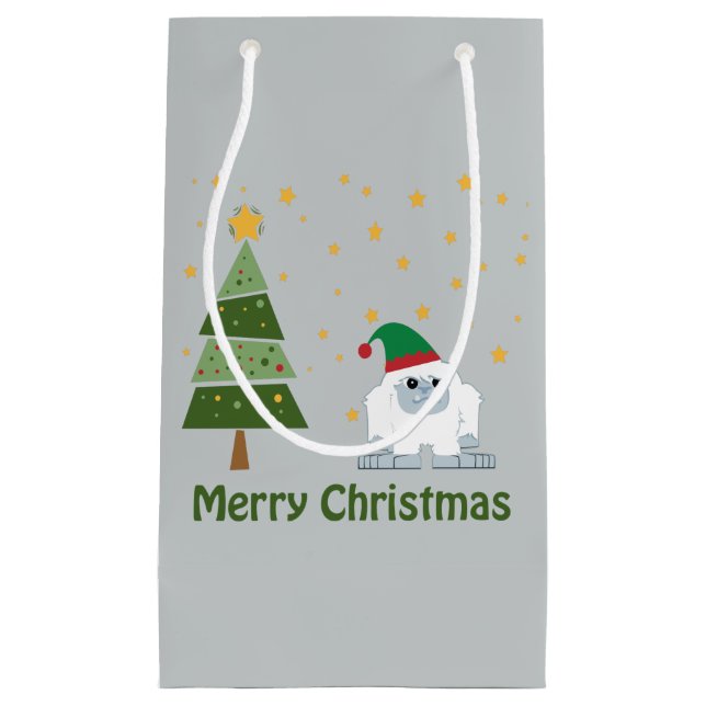 Sacola Para Presentes Pequena Feliz Natal Yeti (Frente)