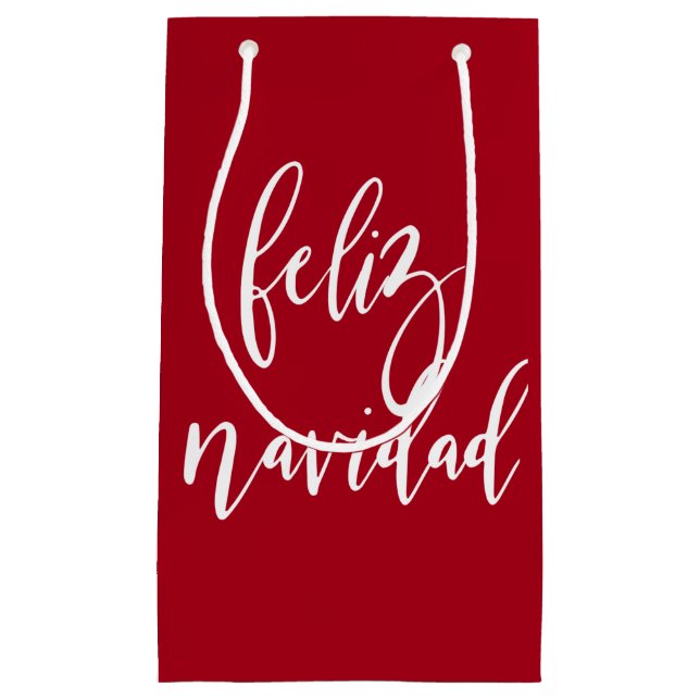 Sacola Para Presentes Pequena Feliz Navidad Vermelho e Branco Natal (Frente)
