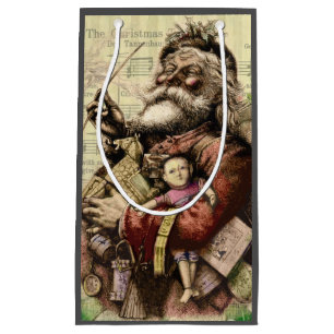 Sacola Para Presentes Pequena Feliz Papai Noel e a Árvore de Natal