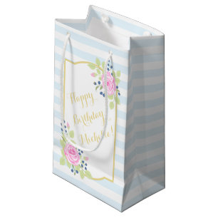 Sacola Para Presentes Pequena Feliz Rico de aniversário Rosas Blueberry Gift Bag