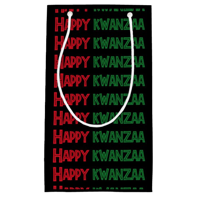 Sacola Para Presentes Pequena Feliz Saudação Kwanzaa (Frente)