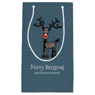 Sacola Para Presentes Pequena Feliz Stressmas com o Renas Rudolph