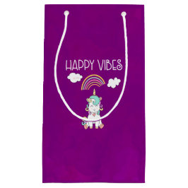 Sacola Para Presentes Pequena Feliz Vibes Typografia Cute Smiling Unicorn