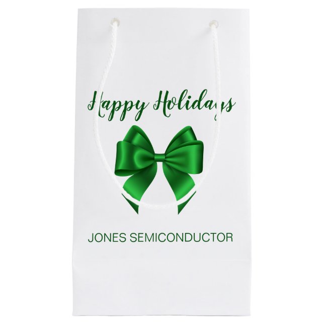 Sacola Para Presentes Pequena Felizes Feriados Verdes Legais (Frente)