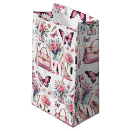 Sacola Para Presentes Pequena Feminina de Cor de Água Rosa-Chic Elegante