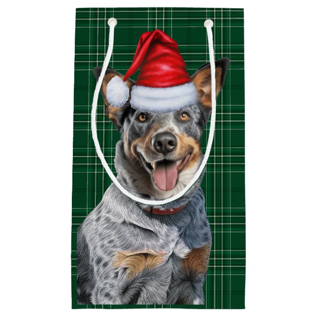 Sacola Para Presentes Pequena Feriado Azul Hele Festivo Xadrez Natal (Frente)