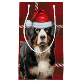 Sacola Para Presentes Pequena Feriado Bernese Mountain Dog Xadrez Natal