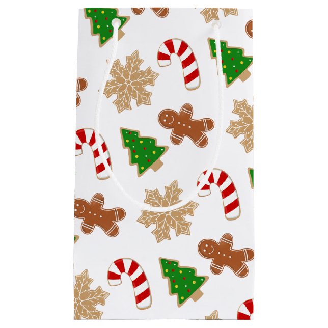 Sacola Para Presentes Pequena Feriado de Cookies de Natal (Frente)