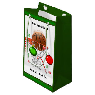 Sacola Para Presentes Pequena Feriado de Natal de Basquete