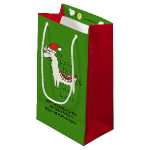 Sacola Para Presentes Pequena Feriado de Natal Engraçado Llama