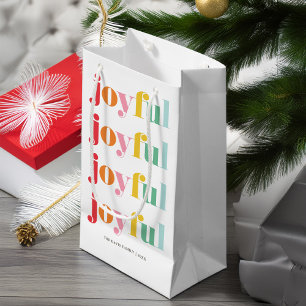 Sacola Para Presentes Pequena Feriado Personalizado "Joyful" Multicolor divertid