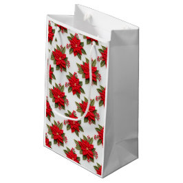 Sacola Para Presentes Pequena Feriados de Natal do Poinsettia Needlework
