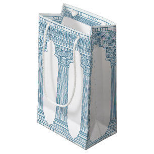 Sacola Para Presentes Pequena Festa com toga com padrão de meandro grego e colun