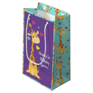 Sacola Para Presentes Pequena Festa de Aniversário de criança Giraffe