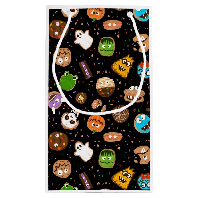 Sacola Para Presentes Pequena Festa de Crianças do Monstro do Halloween (Verso)