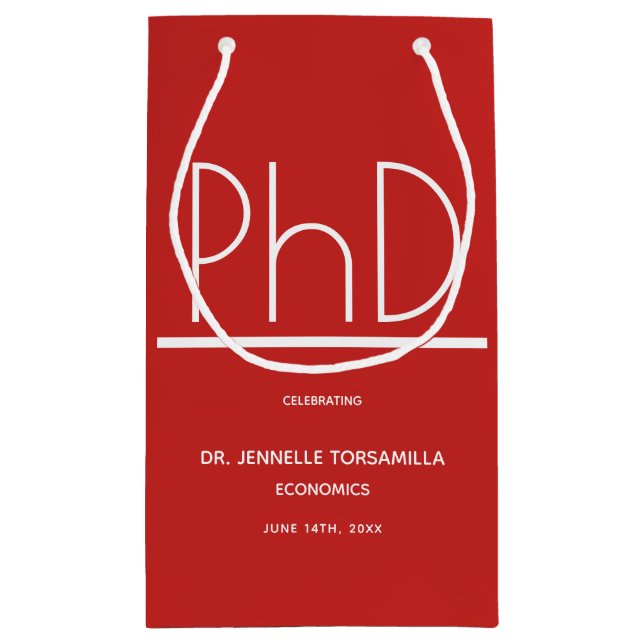 Sacola Para Presentes Pequena Festa de formatura PhD (Verso)