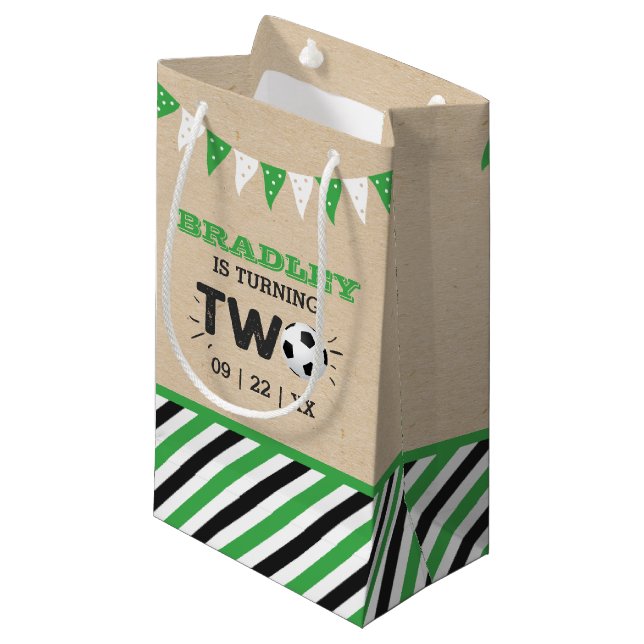 Sacola Para Presentes Pequena Festa de segundo aniversário de Bola de Futebol Al (Frente inclinada)