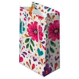 Sacola Para Presentes Pequena Festa Floral Espanhola de Aniversário