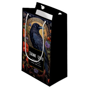 Sacola Para Presentes Pequena Festa Gótica Negra Raven Dark Obrigado