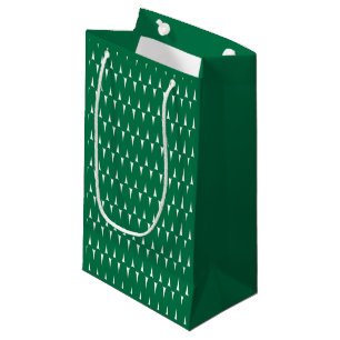 Sacola Para Presentes Pequena Festivo Retro Brilhante Linhas Verdes Ondas de Nat