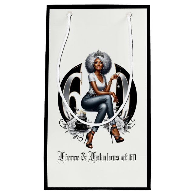 Sacola Para Presentes Pequena Fierce & Fabulous at 60 (Frente)