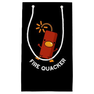 Sacola Para Presentes Pequena Fire Quacker Funny Fireworks Pun Dark BG