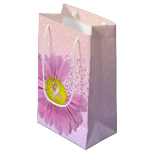 Sacola Para Presentes Pequena Fitas rosa e margarida nas Bolinhas