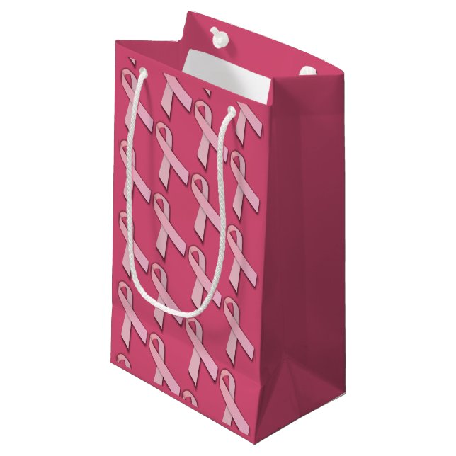 Sacola Para Presentes Pequena Fitas Rosa Padrão com Telas (Frente inclinada)