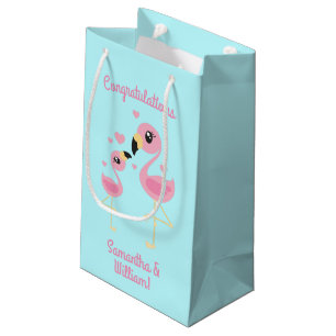 Sacola Para Presentes Pequena Flamingo Chá de fraldas Cute Tropical