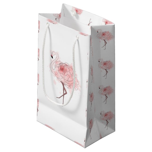 Sacola Para Presentes Pequena Flamingo da rosa vermelha (Frente inclinada)