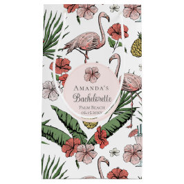 Sacola Para Presentes Pequena Flamingo rosa tropical e Hibiscus Bachelorette