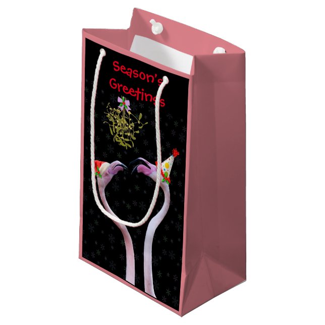Sacola Para Presentes Pequena Flamingos Festivos Gift Bag (Frente inclinada)