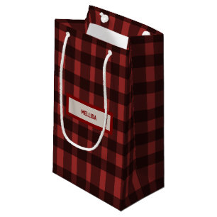 Sacola Para Presentes Pequena Fling de Flanela antes do anel xadrez vermelho d