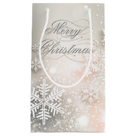 Sacola Para Presentes Pequena Floco de Neve Elegante de Natal