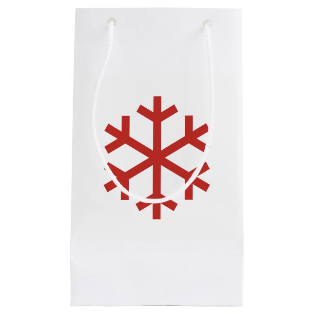 Sacola Para Presentes Pequena Floco de Neve Vermelho Floco de Natal Snowflat Bag (Frente)