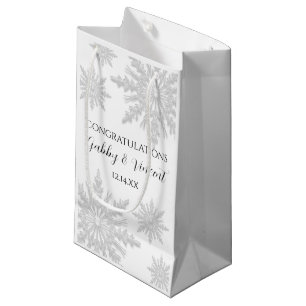 Sacola Para Presentes Pequena Flocos de neve brancos do inverno que Wedding