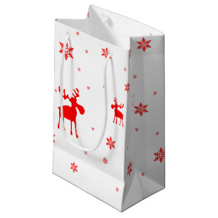 Sacola Para Presentes Pequena Flocos de neve vermelhos simples modernos dos