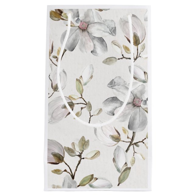 Sacola Para Presentes Pequena Flor branco (Frente)