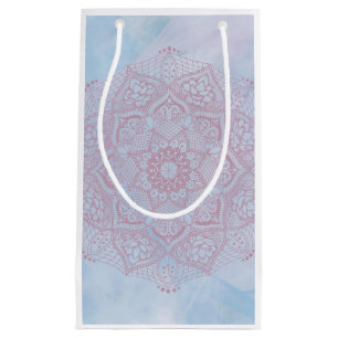 Sacola Para Presentes Pequena Flor de Lotus bonito, cor-de-rosa, Flor Mandala