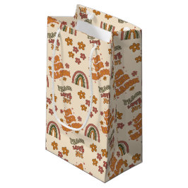 Sacola Para Presentes Pequena Flor de Natal Arco-Íris Retro