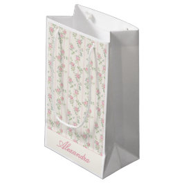 Sacola Para Presentes Pequena Floral Rosa Grandmillennial Personalizado